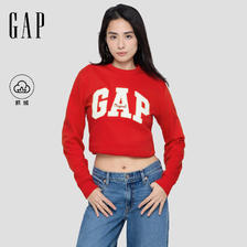 Gap 字母logo抓绒圆领卫衣合身简约上衣 红色 109元