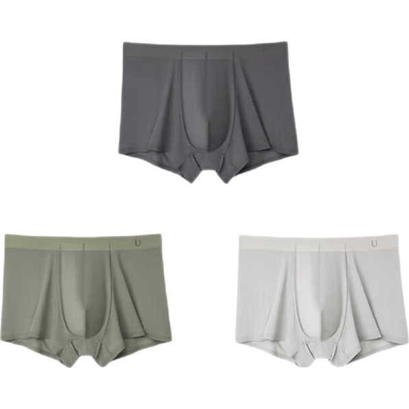 Ubras 60S莫代尔纯棉裆内裤男无痕中腰3条 鸽羽灰+玫瑰酒+奶盐蓝L 56元