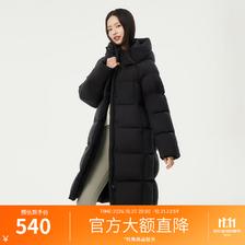 坦博尔 连帽羽绒服女中长款加厚保暖高充绒量冬季户外外套TBF530780D 黑色 S (