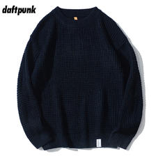 DAFTPUNK 秋冬潮牌毛衣男菠萝纹路日系复古圆领宽松针织衫休闲纯色外套男女 