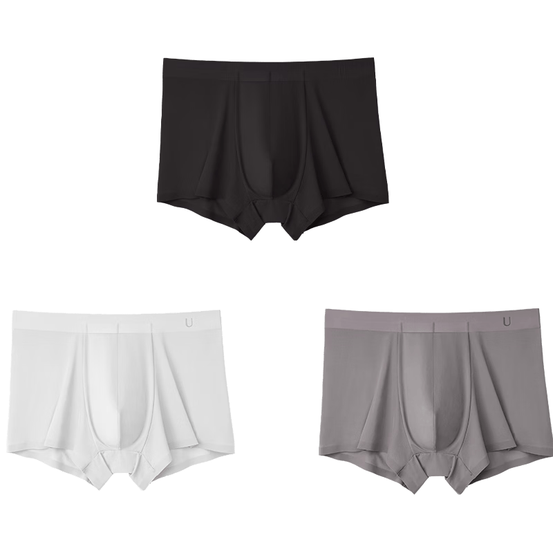 Ubras 莫代尔纯棉抗菌裆 2XL 3条装 男士平角内裤 56元