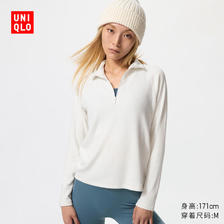 优衣库 女装HEATTECH弹力摇粒绒半拉链套头衫479693 01 乳白色 L /160/88A 79元（需