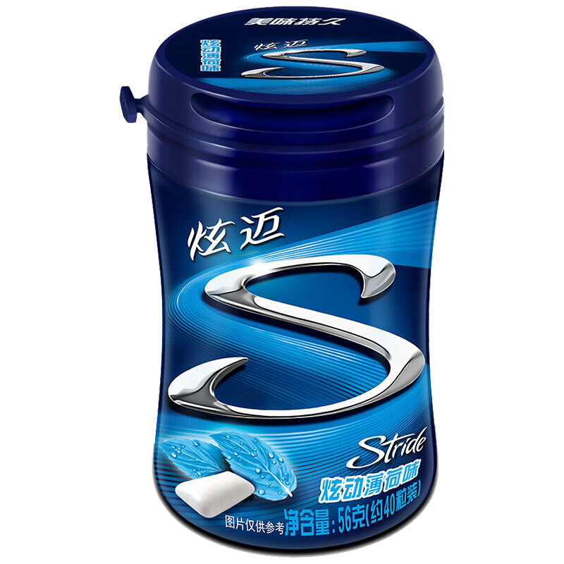 炫迈 脆皮无糖口香糖 薄荷味 40粒56g1瓶 糖果零食 清新口气 提神便携 1.5元（需用券）