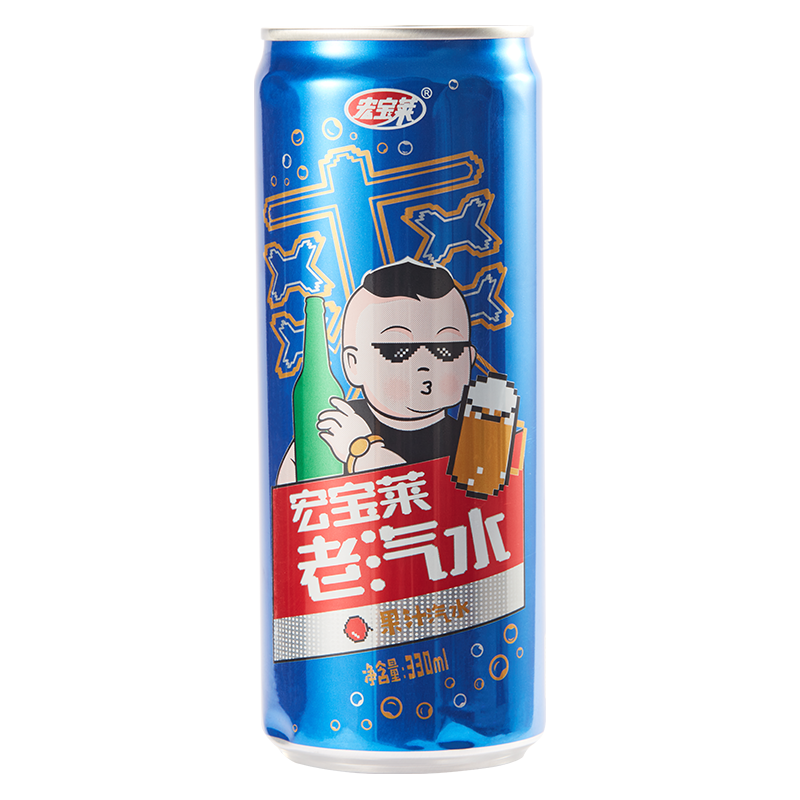 宏宝莱 老汽水330ml*24罐香槟味桔味碳酸饮料网红东北怀旧饮品 39.9元
