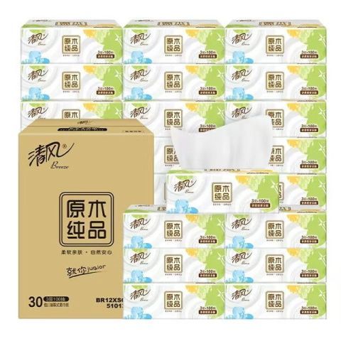 清风 抽纸就你系列 3层100抽*30包整箱 23.91元（需买3件，需用券）