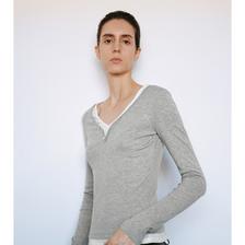 移动端：UR2026秋新款女装气质撞色拼接V领莱赛尔含羊毛长袖T恤UWM460336 126元