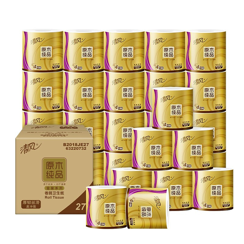 清风 卷纸 4层200g*27卷 35.87元